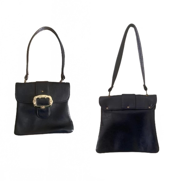 1970s Mod Handbag Navy Vegan Shoulder Bag - Picture 1 of 9